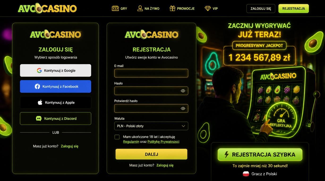 Interfejs rejestracji szybkie opcje i progresywny jackpot